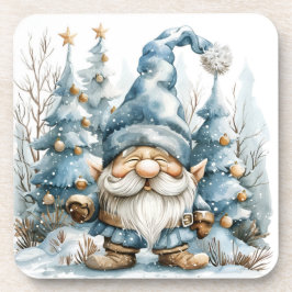Dusty Blue Gnome en kerstbomen Bier Onderzetter