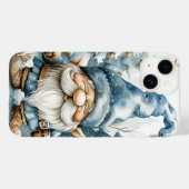Dusty Blue Gnome en kerstbomen Case-Mate iPhone Case (Achterkant (horizontaal))