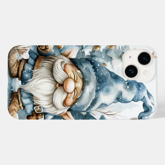 Dusty Blue Gnome en kerstbomen Case-Mate iPhone Case (Achterkant (horizontaal))