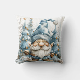 Dusty Blue Gnome en kerstbomen Kussen