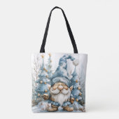 Dusty Blue Gnome en kerstbomen Tote Bag (Achterkant)