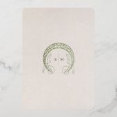 Dusty Blue Gold Art Nouveau Menu Alphonse Mucha Folie Uitnodiging (Achterkant)