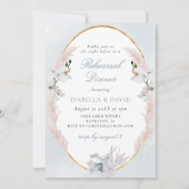 Dusty Blue & Gold Beach Coral repesal Dinner Kaart (Voorkant)