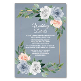 Dusty Blue Gold Blush Peach Wedding Insert Kaarten