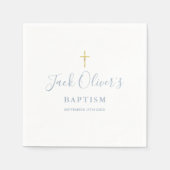 Dusty Blue Gold Cross Baptisme Christening Servet (Voorkant)