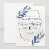 Dusty Blue Gold Eucalyptus Floral Verloving Kaart (Voorkant / Achterkant)