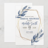 Dusty Blue Gold Eucalyptus Floral Vrijgezellenfees Kaart (Voorkant / Achterkant)