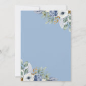 Dusty Blue Gold Floral Boy Baby shower Kaart (Achterkant)