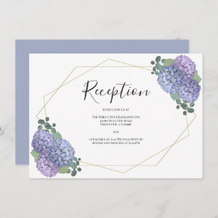 Dusty Blue Gold Floral Geometric Wedding Reception Informatiekaartje