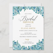 Dusty Blue Gold Floral Modern Vrijgezellenfeest Kaart (Voorkant)