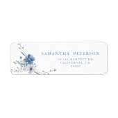 Dusty Blue Gold Floral Spring Bloom Wedding Etiket (Voorkant)