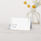 Dusty Blue Gold Floral Wedding Plaatskaartje (Achterkant)