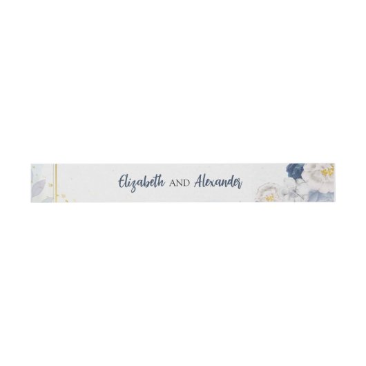 Dusty Blue Gold Floral Wedding Uitnodigingen Wikkel (Vlak)