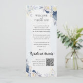 Dusty Blue Gold Floral Wedding Welkom Kaart (Staand voorkant)