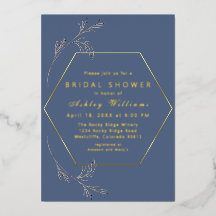Dusty Blue Gold Foil Bridal Shower