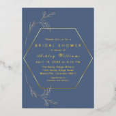 Dusty Blue Gold Foil Bridal Shower Folie Feestdagenkaart (Voorkant)