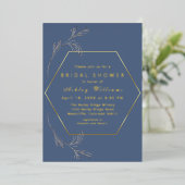 Dusty Blue Gold Foil Bridal Shower Folie Feestdagenkaart (Staand Voorkant)