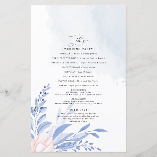 Dusty Blue Gold Geometric Floral Wedding Ceremony (Achterkant)