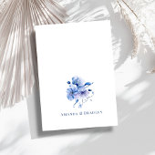 Dusty Blue & Gold Glitter Elegant Bloemen Bruiloft Kaart