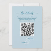 Dusty Blue Gold Glitter Floral QR Code Wedding Kaart (Achterkant)