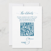 Dusty Blue Gold Glitter Floral QR Code Wedding Kaart (Achterkant)