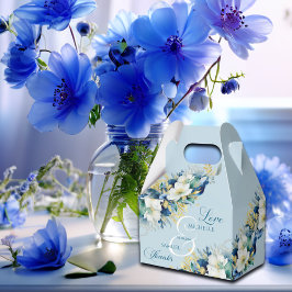 Dusty Blue Gold Glitter Floral Wedding Bedankdoosjes