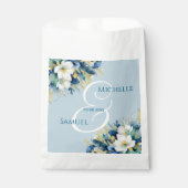 Dusty Blue Gold Glitter Floral Wedding Bedankzakje (Voorkant)