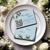 Dusty Blue Gold Glitter QR-code de avond ervoor Informatiekaartje