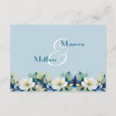 Dusty Blue Gold Glitter QR Code Wedding Details Informatiekaartje (Achterkant)