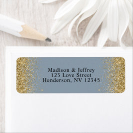 Dusty Blue & Gold Glitter Return-adres Etiket