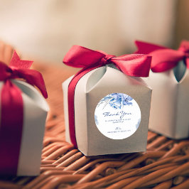 Dusty Blue Gold Glitter Rustieke bruiloft Dank u Ronde Sticker