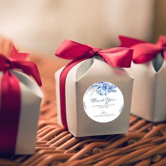 Dusty Blue Gold Glitter Rustieke bruiloft Dank u Ronde Sticker