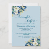 Dusty Blue Gold Glitter 'The Night Before' Wedding Kaart (Voorkant)