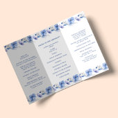 Dusty Blue & Gold Glitter Trifold Bruiloft Program Flyer