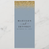 Dusty Blue & Gold Glitter Wedding Menu