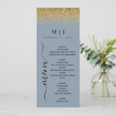 Dusty Blue & Gold Glitter Wedding Menu
