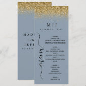 Dusty Blue & Gold Glitter Wedding Menu