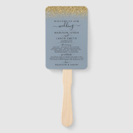 Dusty Blue & Gold Glitter Wedding Program Handwaaier