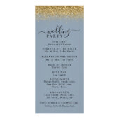 Dusty Blue & Gold Glitter Wedding Program Reclamekaart (Achterkant)
