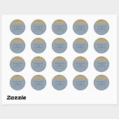 Dusty Blue & Gold Glitter Wedding Ronde Sticker (Vel)