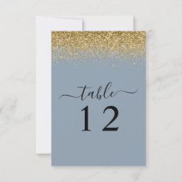 Dusty Blue & Gold Glitter Wedding Table Kaart