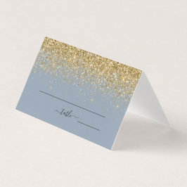 Dusty Blue & Gold Glitter Weduwkaart Kaart