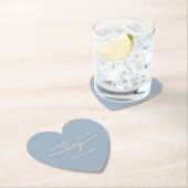 Dusty Blue Gold Heart Wedding Drink Onderzetter (Insitu)