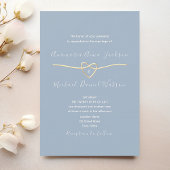 Dusty Blue Gold Heart Wedding Kaart