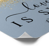 Dusty Blue & Gold Love is Sweet Dessert Sign Poster (Hoek)