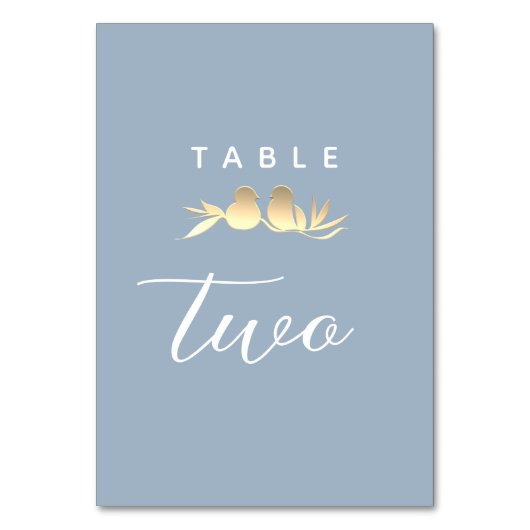 Dusty Blue Gold Lovebirds Kaart (Voorkant)