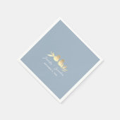 Dusty Blue Gold Lovebirds Wedding Servet (Hoek)