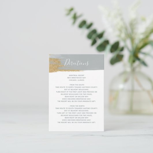 Dusty Blue Gold Minimalist Calligraphy Wedding Informatiekaartje (Staand voorkant)