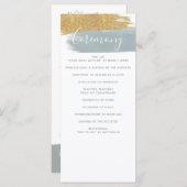 Dusty Blue Gold Minimalist Calligraphy Wedding Programmakaart (Voorkant / Achterkant)