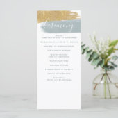 Dusty Blue Gold Minimalist Calligraphy Wedding Programmakaart (Staand voorkant)